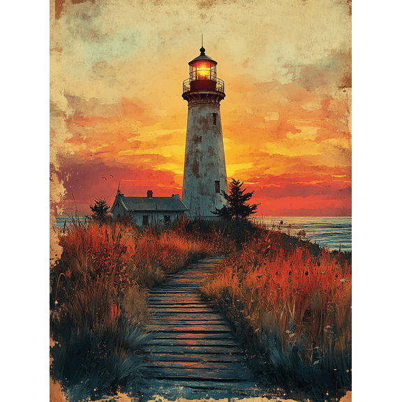 Sunset Lighthouse Canvas Wall Art Suitable for Living Room Bedroom Bathroom Office and Hallway Decoration.