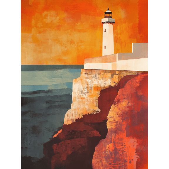 Sunset Lighthouse Cliffside Canvas Wall Art Perfect for Living Room Bedroom Office Dining Room and Bathroom Decor