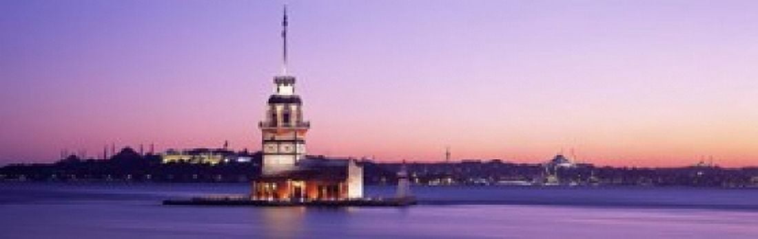 Sunset Lighthouse Istanbul Turkey Canvas Art - Panoramic Images (18 x 6)