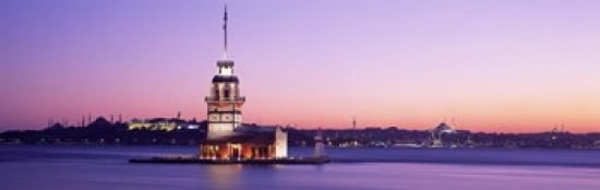 Sunset Lighthouse Istanbul Turkey Canvas Art - Panoramic Images (36 x 12)