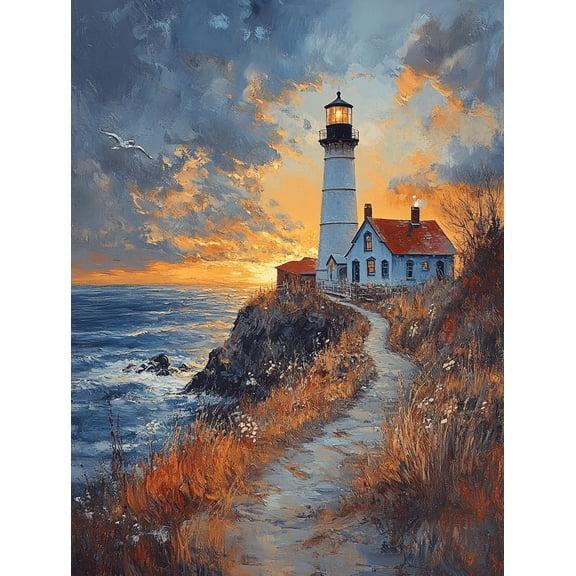 Sunset Lighthouse Seascape Canvas Wall Art Perfect for Living Room Dining Room and Hallway Decoration