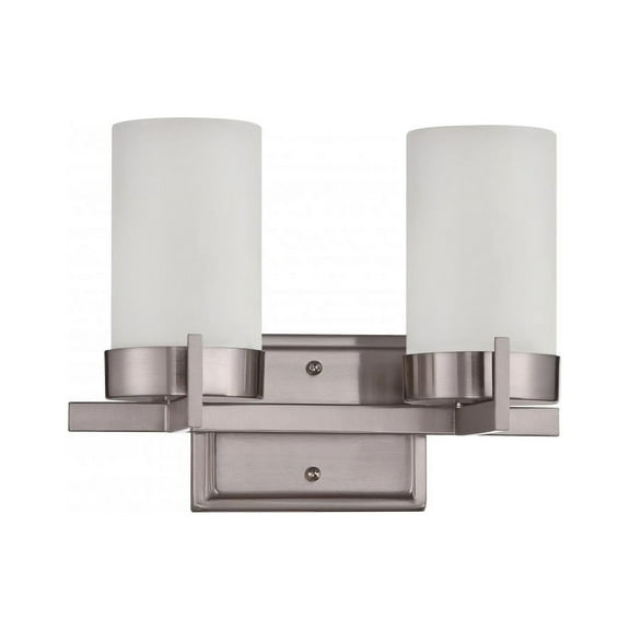 Sunset Lighting 2Lt Luminette Vanity Satin Nickel with Opal Glass F2862-80