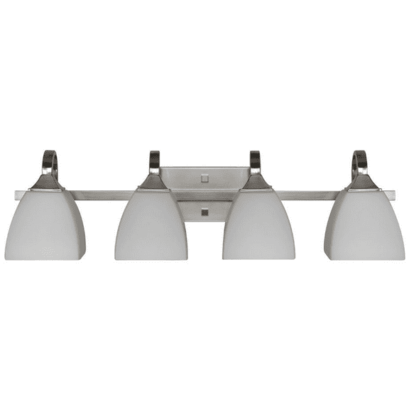 Sunset Lighting F19014-80 Starling Four Light Vanity, Frosted Opal Glass Dimmable with Bright Satin Nickel Finish