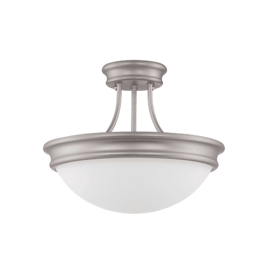 Sunset Lighting F9305-53 Semi Flush Mount, Frosted Milk Glass Satin Nickel