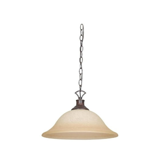 Sunset Lighting - One Light Bowl Pendant Rubbed Bronze Finish with Tea-Stained