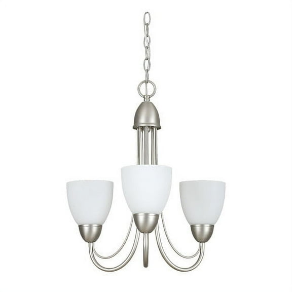 Sunset Lighting 19" 3-Light Chandelier Opal Glass, Contemporary Style, Satin Nickel Finish F2683-53 - GU-24 socket base