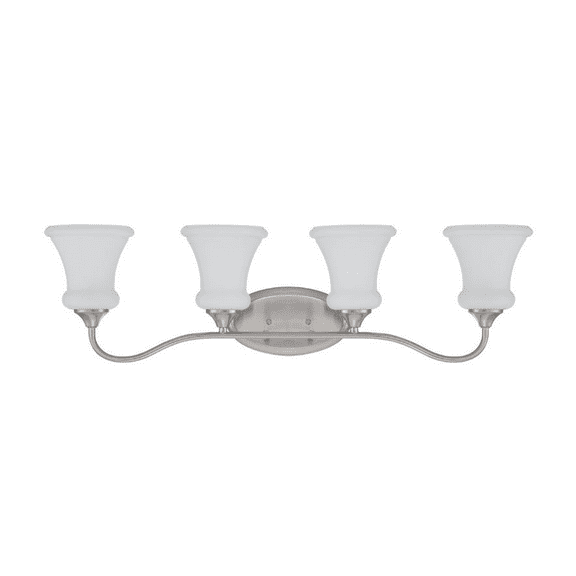 Sunset Lighting Valare Vanity 4 Light, Bright Satin Nickel with Opal Glass F23014-80