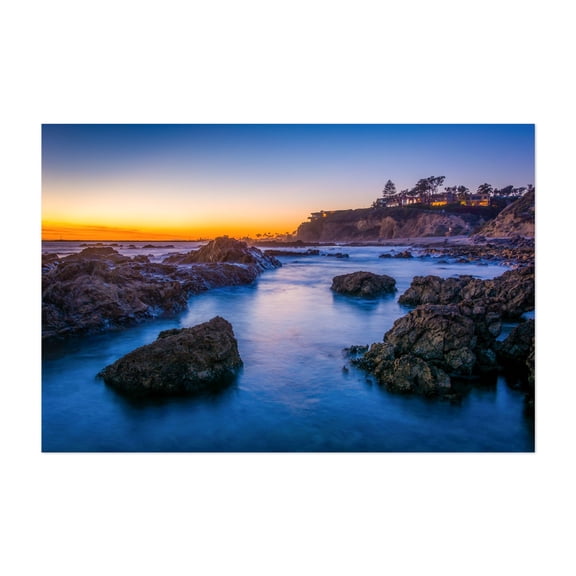 Sunset at Little Corona Beach - Corona del Mar California Photography Coastal Sunset Ocean Beach Landscape Nature Scenic Unframed Wall Art Print 4 x 6 inches