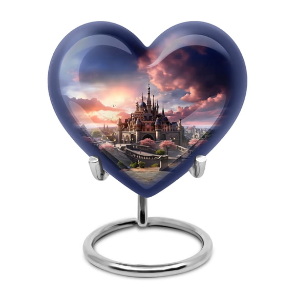 Sunset Majesty Castle of Roseate Dreams - Human Ash Urns - Elegant Large Urn for Human Ashes - Unique Heart and Timeless Design - Durable for Adult Male - 3 Inch, 1 Pc