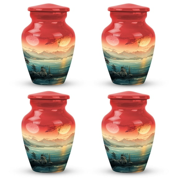 Sunset Majesty Over The Grand Canyon, Cremation Keepsake Funeral Urn For Ashes, Mini Keepsake Urns For Human Ashes, Decorative Urn, Urn Keepsakes For Ashes 3''_pack Of 4