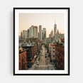 thumbnail image 1 of Sunset from the Manhattan Bridge 01 - Manhattan New York Photography City Skyline Architecture Street Photography Graffiti Travel Poster Black Framed Wall Art Print 11 x 14 inches, 1 of 4