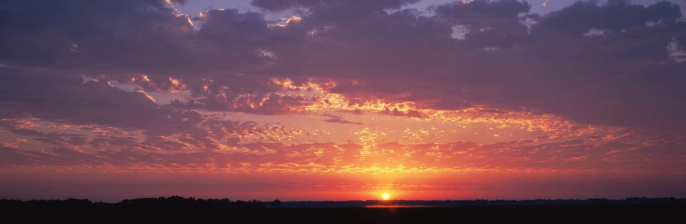 Sunset Marion County Illinois USA Canvas Art - Panoramic Images (36 x 12)