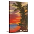 thumbnail image 1 of Art.com Sunset, Maui, Hawaii Stretched Canvas Print Wall Art, 16" x 24", 1 of 4