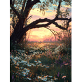 thumbnail image 1 of Sunset Meadow Daisy Canvas Wall Art Print, Living Room Bedroom Office Study Home Decor, 1 of 8