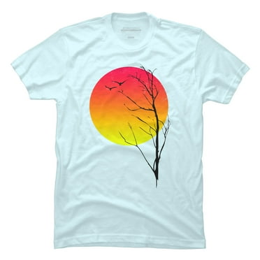 Sunset Mens Light Blue Graphic Tee - Design By Humans  2XL