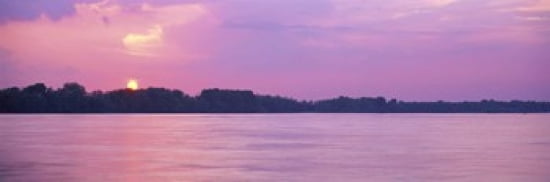 Sunset Mississippi River Memphis TN USA Canvas Art - Panoramic Images (36 x 12)