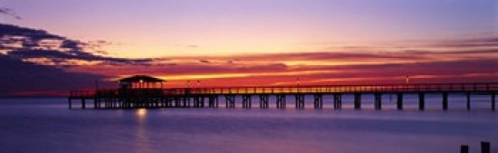 Sunset Mobile Pier AL USA Canvas Art - Panoramic Images (38 x 12)