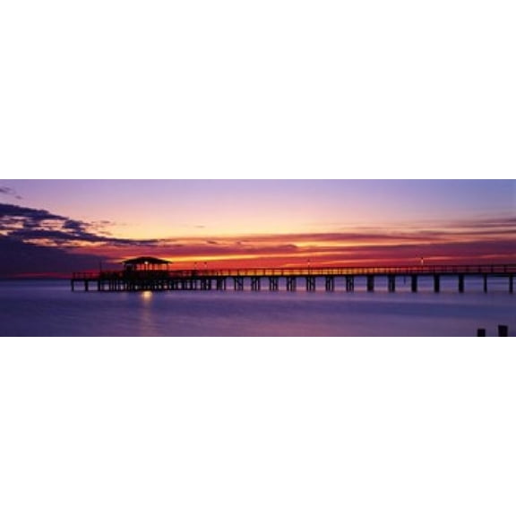 Sunset Mobile Pier AL USA Canvas Art - Panoramic Images (38 x 12)