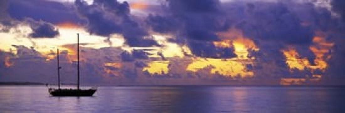 Sunset Moorea French Polynesia Canvas Art - Panoramic Images (18 x 6)