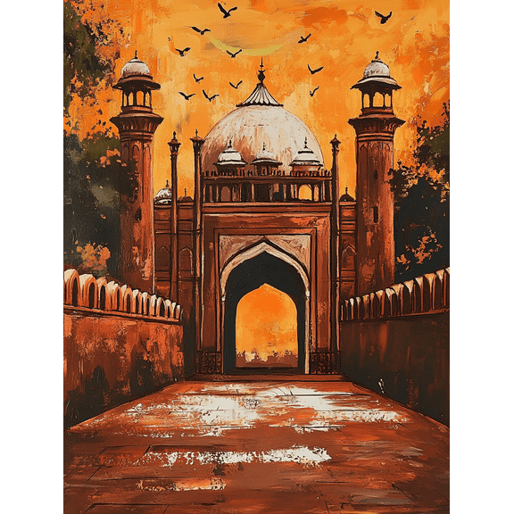 Sunset Mosque Canvas Painting Suitable for Living Room Bedroom Office Hallway and Dining Room Decoration.