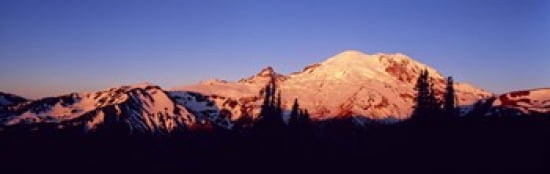 Sunset Mount Rainier Seattle WA Canvas Art - Panoramic Images (36 x 12)