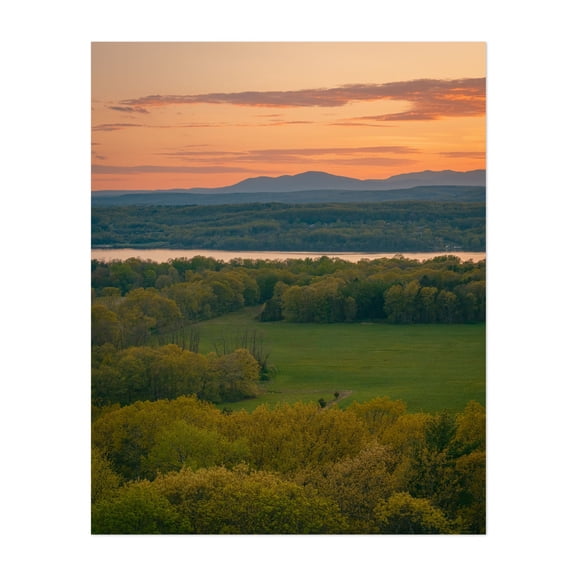 Sunset from Mount Rutsen, Rhinebeck 01 - Rhinebeck New York Photography Landscape Sunset Nature Mountain Scenic Rural Forest Unframed Wall Art Print 36 x 48 inches