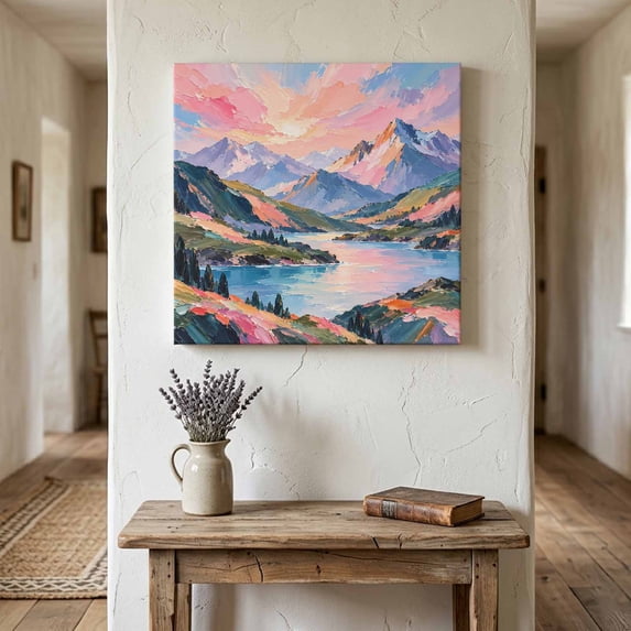 Sunset Mountain Canvas Wall Art Framed Wall Decor for Living Room ...