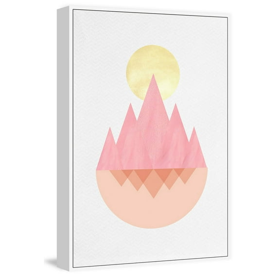 Sunset Mountain Floater Framed Painting Print on Canvas