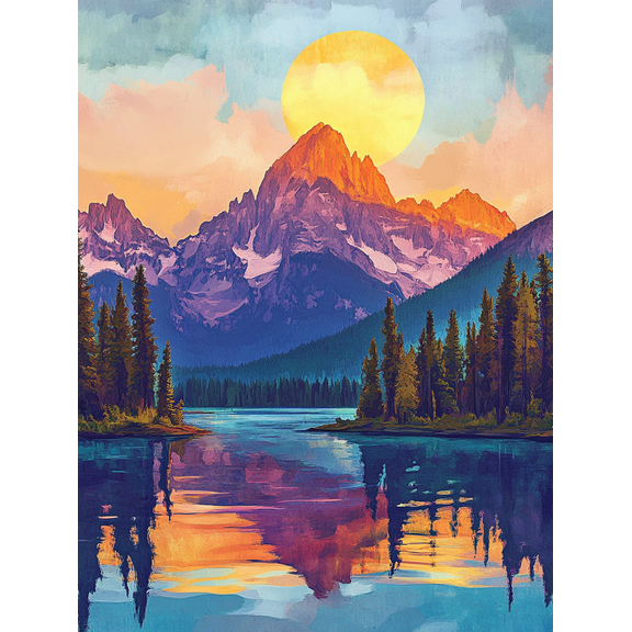 Sunset Mountain Lake Canvas Wall Art Perfect for Living Room Bedroom Office Bathroom and Hotel Decoration