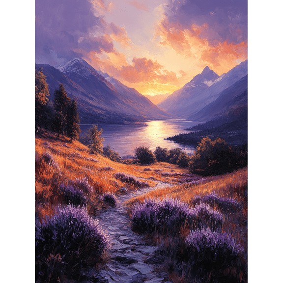 Sunset Mountain Lake Landscape Canvas PaintingPerfect for Living RoomBedroomDining RoomHotel Decoration