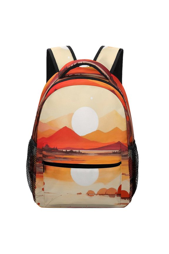 Sunset Mountain Lake Oxford Backpack Large Capacity Water Resistant Travel
