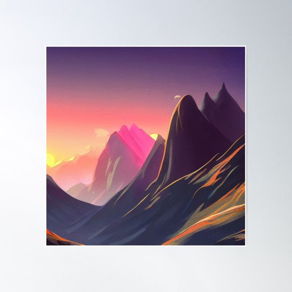 Sunset Mountain Landscape Art 2023 (21) Poster Wall Art, Modern Wall Decor, 8x12 UNFRAMED