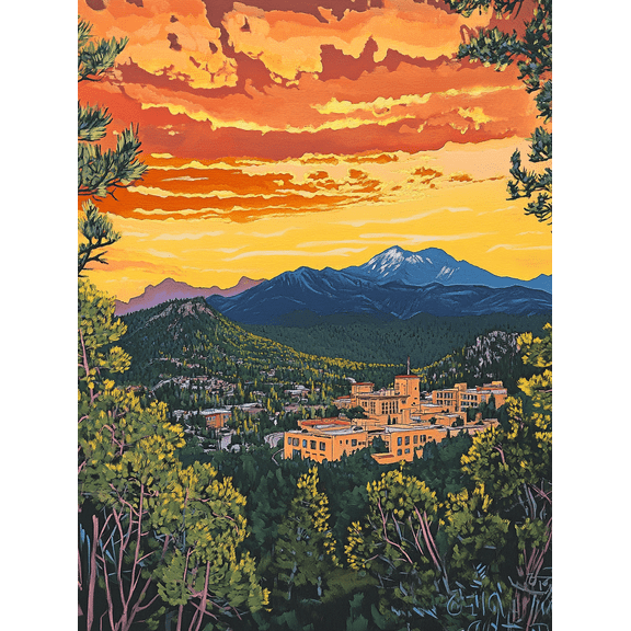 Sunset Mountain Landscape Canvas Art PrintSuitable for Living Room Bedroom Office Hotel and Dining Room Decoration.