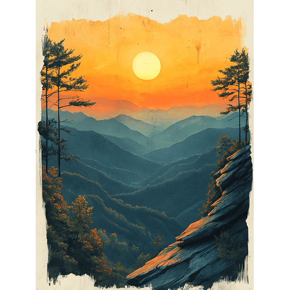 Sunset Mountain Landscape Canvas Print/Wall Art Suitable for Living Room Bedroom Office Dining Room and Hotel Decoration.