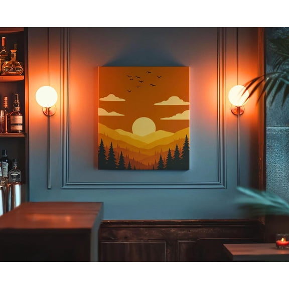 Sunset Mountain Landscape Poster: Minimalist Boho Wall Art, Unframed Poster Size 8x12