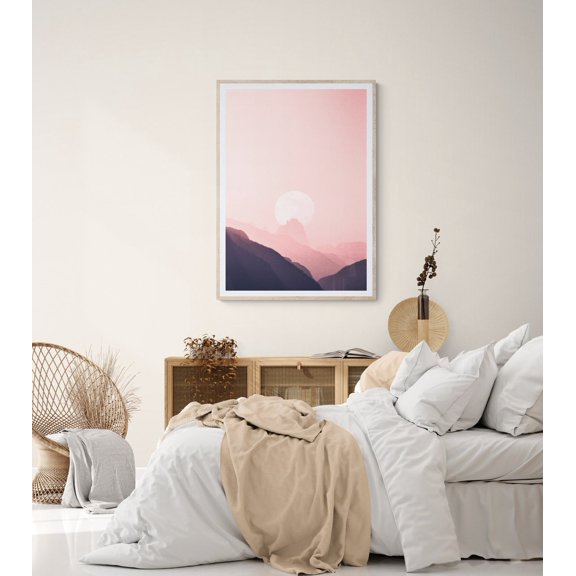 Sunset Mountain Landscape Wall Art Home Decor Unframed Paper Print