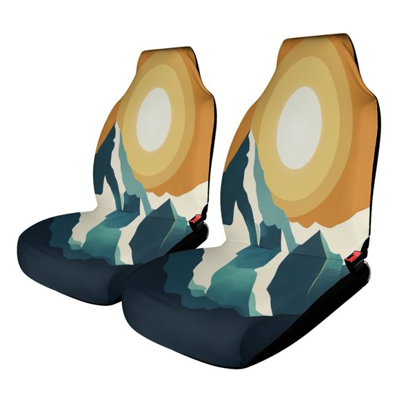 Sunset Mountain Peaks Art Print Car Seat Covers Front Seats Universal Fit for Cars SUV Truck Auto Interior Accessories