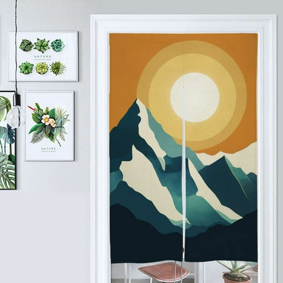 Sunset Mountain Peaks Art Print Door Curtain Nordic Living Room DoorCurtain Porch Partition Curtain Kitchen Rative Half Curtain