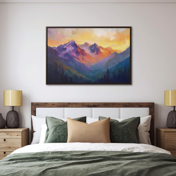Sunset Mountain Radiant Alpine Landscape Wall Decor Unframed Paper Print