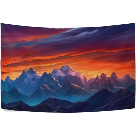 Sunset Mountain Tapestry Wall Hanging Art Tapestry Home Decor for Room Table Cloth Bedding Tapestry,90x60In
