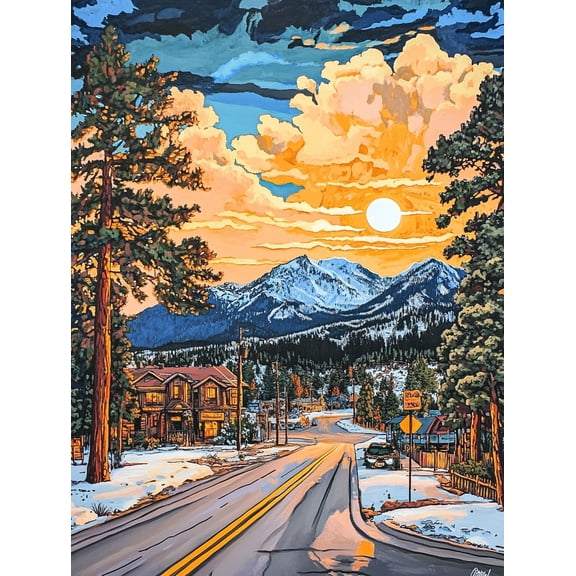 Sunset Mountain Town Canvas Print/Wall Art Perfect for Living Room Bedroom Office Dining Room and Hotel Decoration