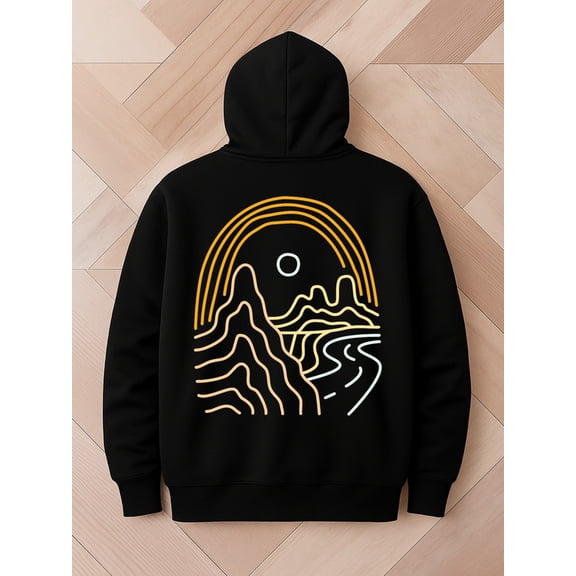 Sunset Mountains hoodies Camping for men funny hoodies black Comfy Loose Drawstring Trendy Hooded Pullover winter funny gift halloween casual casual guys funny Casual Unisex hoodie