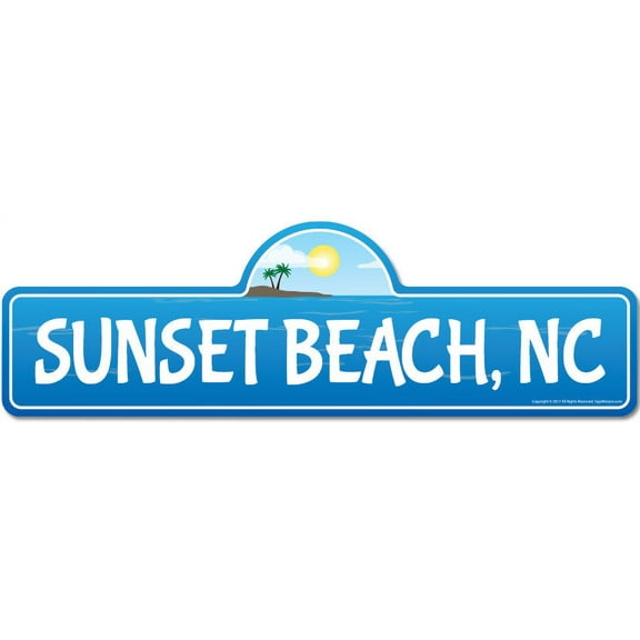 Sunset NC North Carolina Beach Street Sign | Indoor/Outdoor | Surfer Ocean Lover Décor For Beach House Garages Living Rooms Bedroom | Signmission Personalized Gift