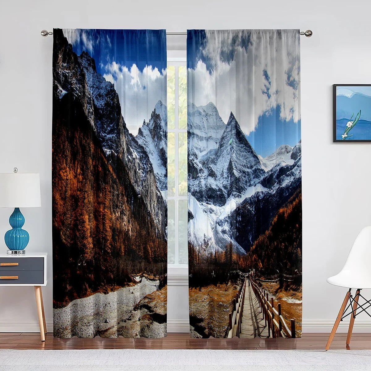 Sunset Nature Landscape Sheer Voile Curtain for Bedroom Living Room ...