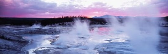 Sunset Norris Geyser Basin Wyoming USA Canvas Art - Panoramic Images (36 x 12)