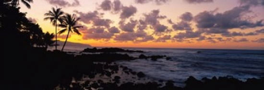 Sunset North Shore Oahu Hawaii Canvas Art - Panoramic Images (36 x 13)