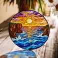 thumbnail image 1 of Sunset Ocean Cliffs Glass Suncatcher, Coastal Window Art, Sea Lover Home Decor, 6.3 in, 1 of 3