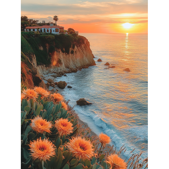 Sunset Ocean Coastline Canvas Print/Wall Art Perfect for Living Room Bedroom Bathroom Office and Dining Room Decoration.