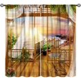 thumbnail image 1 of Sunset Ocean Curtains, Ocean Scene Beach View Curtain Sea Wave Summer Tropical Seaside Scenery Thermal Insulation Blackout Window Treatments for Bedroom Cafe 84x84in, 1 of 6