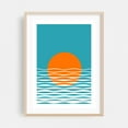 thumbnail image 1 of Sunset Ocean Minimalist Art - Illustration Abstract Sunset Waves Ocean Geometric Minimalist Modern Art Oak Framed Wall Art Print 6 x 8 inches, 1 of 15
